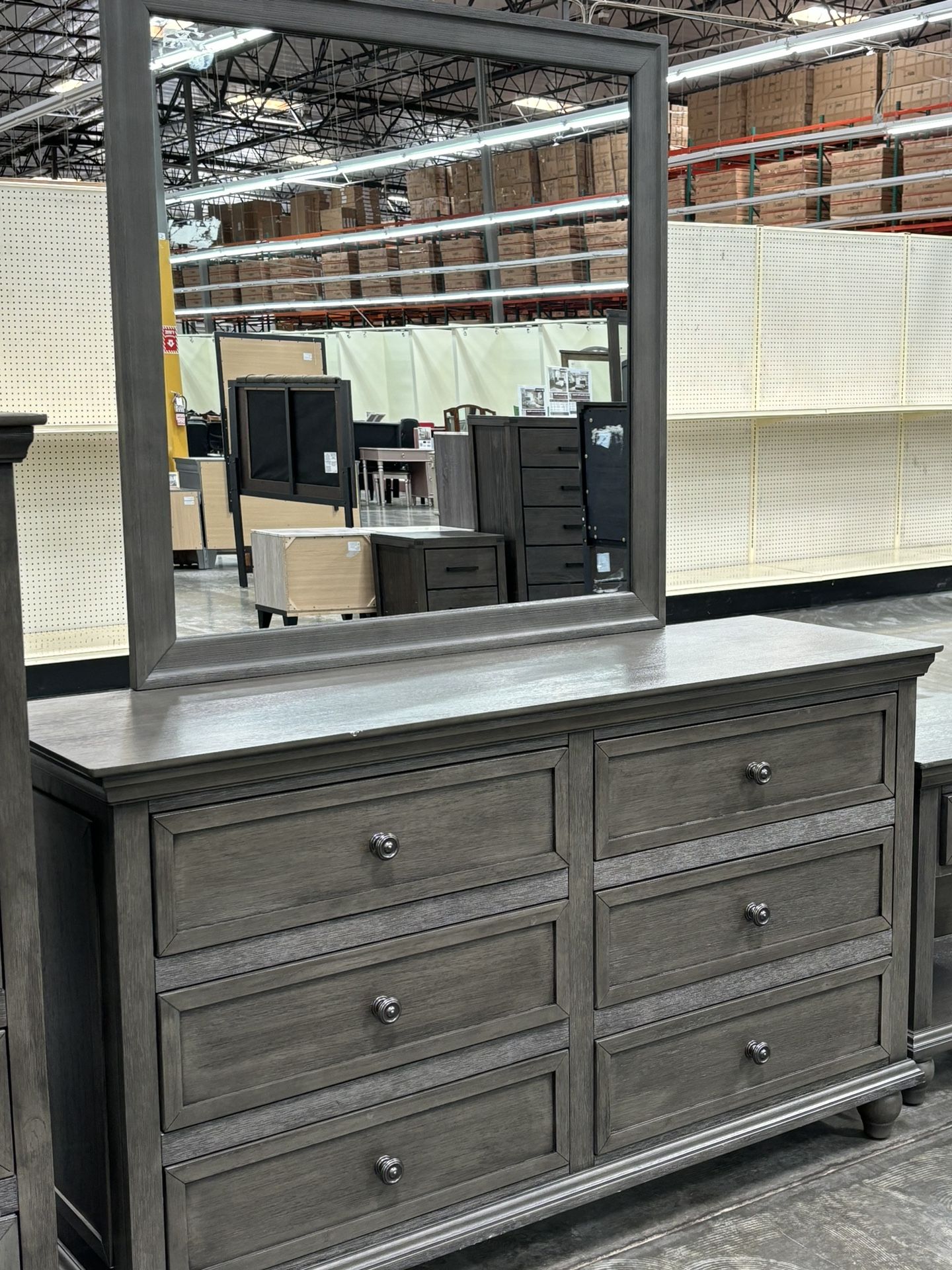 Dresser And Mirror (Grey)