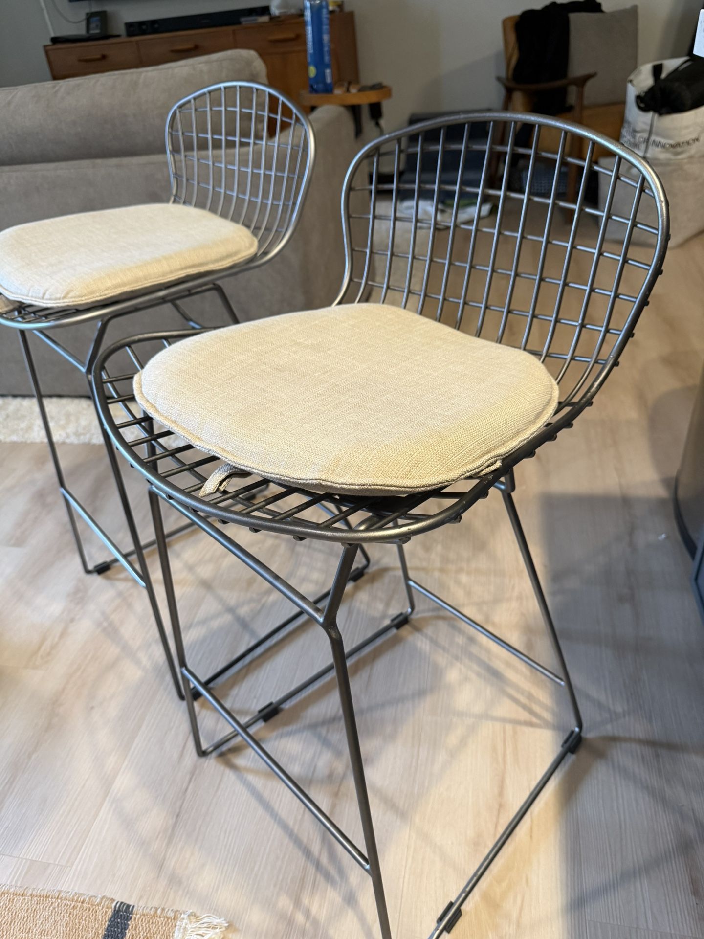Restoration Hardware Bertoia Style Wire Bar Stools Counter Height MCM