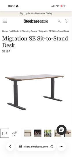 Steelcase standing desk /w custom butcher block top