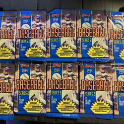 10 Packs Of  1994 Topps vintage Baseball cards Series 2. 12 picture cards per pack. ToppsGold card in every pack