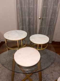 3 Faux marble decor table stands