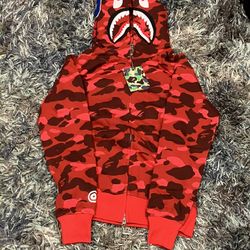 Bape Red Camo Hoodie Size S