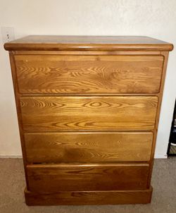 Hardwood Oak Wooden Dresser with Matching Mirror