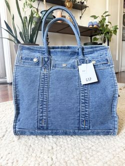 NWT GAP Large Denim Five Pocket Tote Bag Light Wash Sold Out Laptop Bag