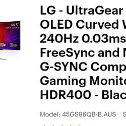 LG UltraGear 45inch OLED Curved WQHD 