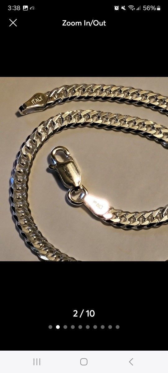 7" Double Cuban Link Bracelet Solid Sterling Silver Stamped Italian Silver