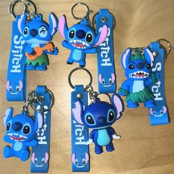 5 Assorted 3D 2.5" Hard Rubber STITCH Zipper Pulls / Keychains New