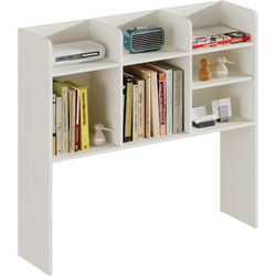 Desktop Hutch 7-Shelved Bookshelf White Wood 33.5 in X 37 in X 9.4 in - New