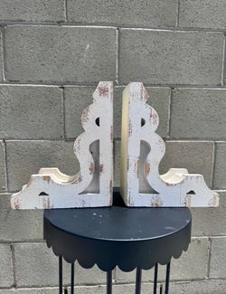 Distressed Rustic White Bookends