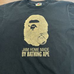 Authentic Black Gold Bape A Bathing Ape JAM HOME MADE T-Shirt Size Large