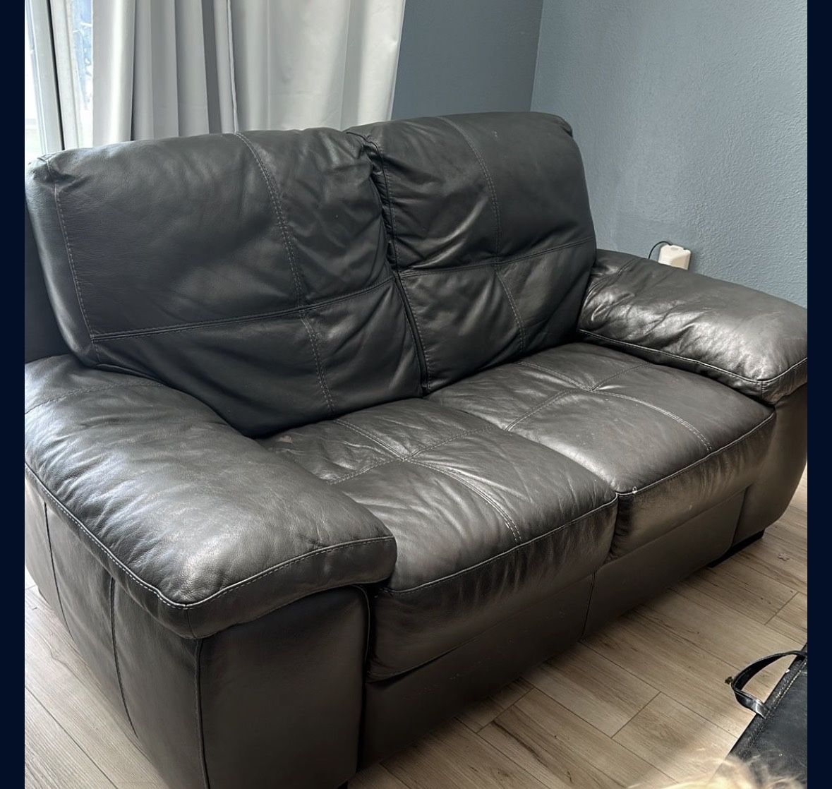 Kanes Genuine Leather Sofa And Love Seat