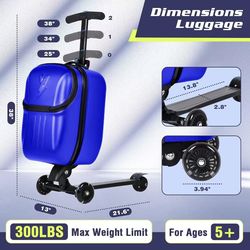 Top Opening Scooter Luggage for Kids & Adults，Foldable Scooter Suitcase with Front Opening，Lightweight Carry On Riding Suitcase For Children Teenagers