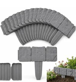 40 Pack Faux Stone Garden Edging Border Covers 32 Ft, Plastic Lawn Edge (Available 50 Pack - 40 Ft)