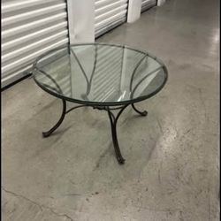 Round Glass Coffee Table – Metal Base – 30” Wide