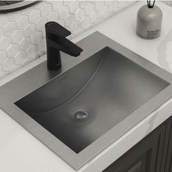 (New In Box)
Sarlai 21 x 17 inch Drop-in Topmount Bathroom Vanity Sink Brushed Stainless Steel /18-CN-2315