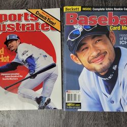 (2) Ichiro Suzuki 2001 Sports Illustrated & Beckett Card Magazines Seattle Mariners