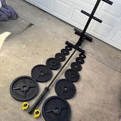 Olympic Weights, 7-ft Olympic Bar, Weight Holder Tree Rack