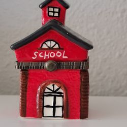 Old Little Red Schoolhouse Hinged Trinket Box