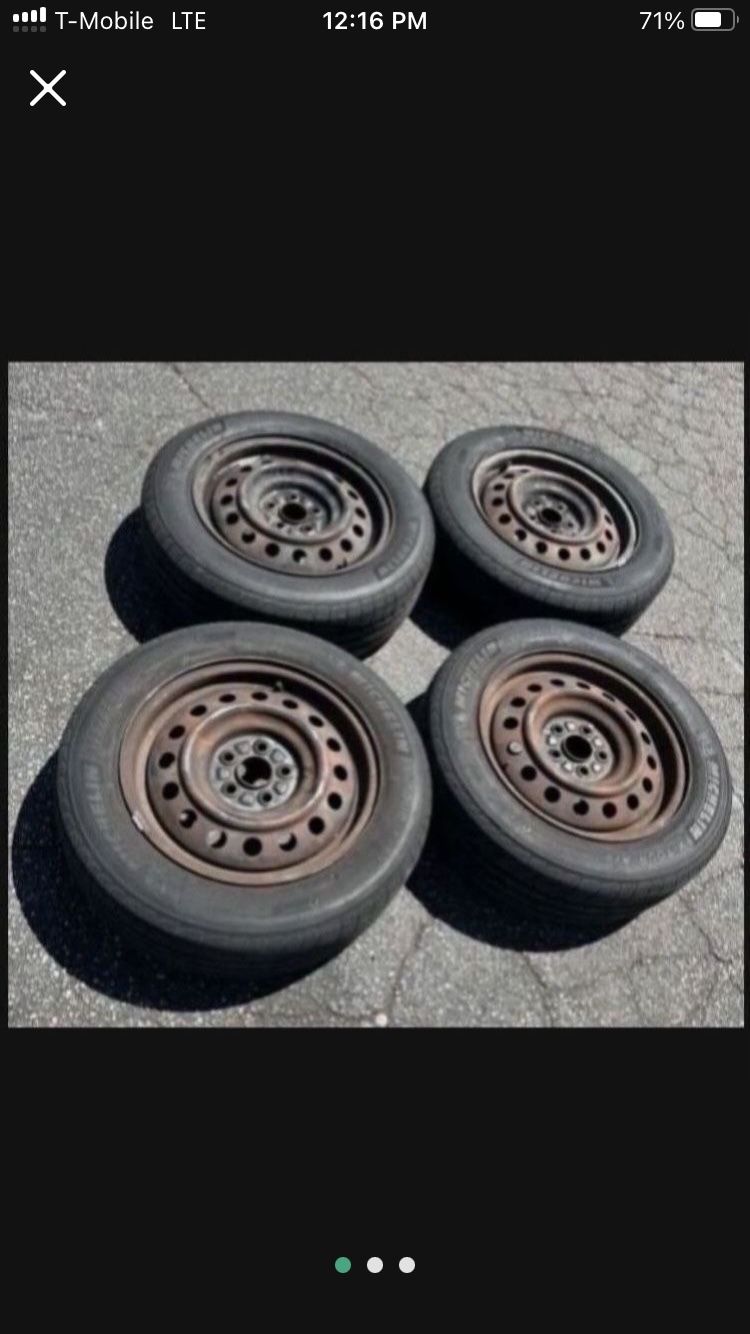 4 — 185/65r15 5x3.94 5x100 Stock Corolla Impreza Prius Wheels Rims Good Michelin Tires!!!!!!!!!!!!!!