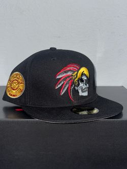 Mexico Aztec Skull Chief Fitted Hat 7 3/8