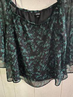 a.n.a Flowy Sheer Blouse Leaf Print