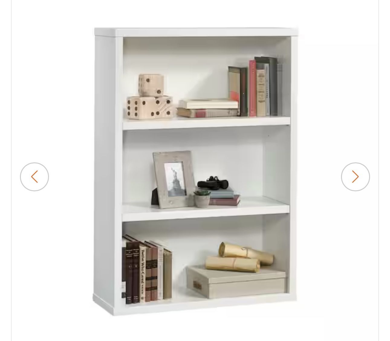 Soft White 3-Shelf 44.134 in. Standard Bookcase