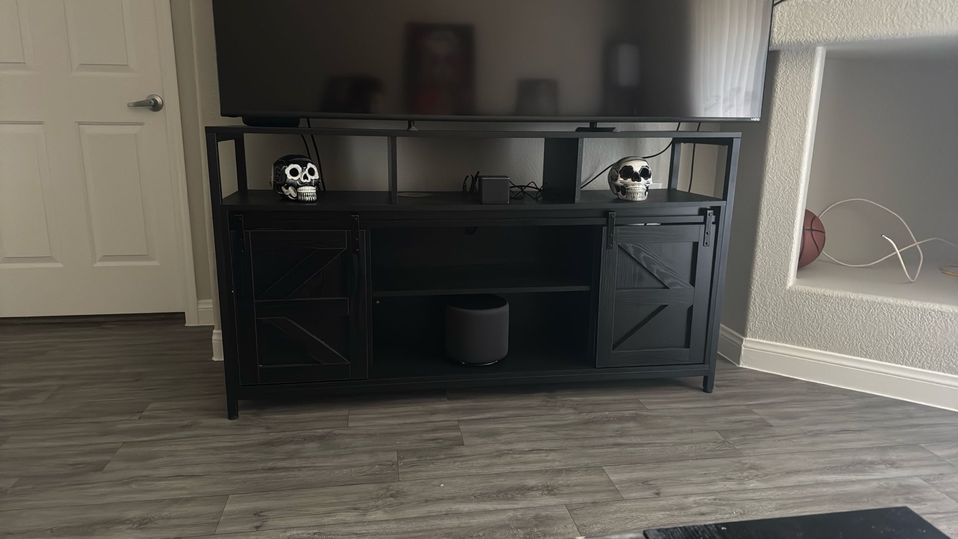 Dark Wood Entertainment Center And Coffee Table