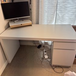 White IKEA Malm desk 