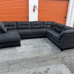 Large Gray U Shape L Sectional Sofa