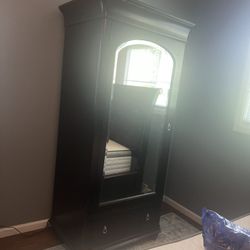 Armoire With Mirror And Matching Side Table. 
