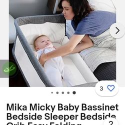 Mike Micky Mika Micky Baby Bassinet Bedside Sleeper Bedside Crib Easy Folding Portable Crib

