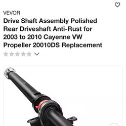 Drive Shaft Assembly Polished Rear Driveshaft Anti-Rust for 2003 to 2010 Cayenne VW Propeller 20010DS Replacement