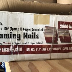 Framing Nails-36704 From HARBOR freight. 3 1/4” Approx 10 Gauge .120 -quantity-over Half Full-NEW EXTRA-about 3/4 Of A Box