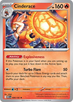 Cinderace 028/132 Rare Mega Evolution Pokemon Holo Near Mint