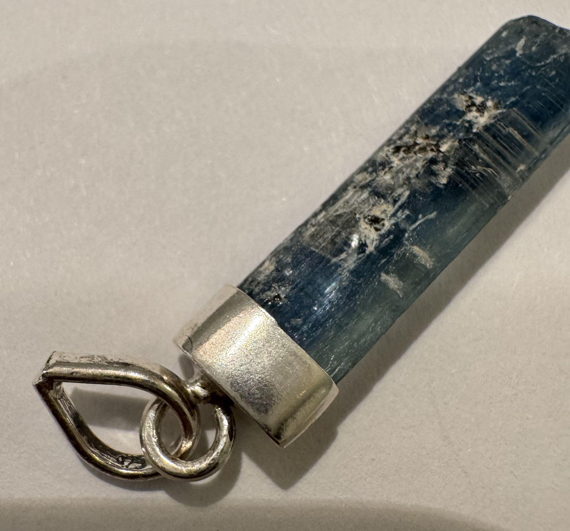 Natural Kyanite Raw Crystal Pendant with 925 Sterling Silver Cap – Healing Gemstone Jewelry