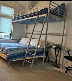 Silver Metal Bunk Bed Frame