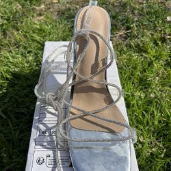 Rhinestone Strap Clear Glass Heels 