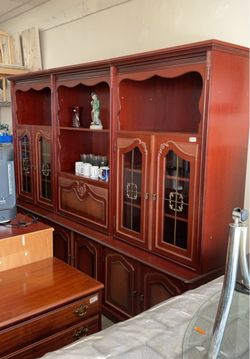 Wall Unit Cabinet Bookshelf Display Unit 113" Length (breaks down into 6 pieces)