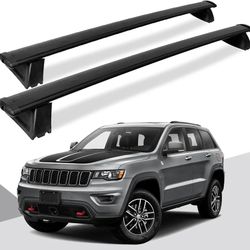 Black Locking Roof Rack Cross Bars - Fits 2011-2021 Jeep Grand Cherokee