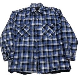 Lowes Button Up Flannel Shirt Men’s S Blue Black Plaid Pocket Casual Outdoor