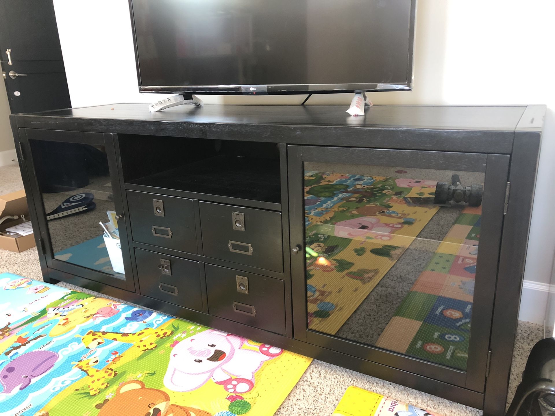 Pottery Barn TV Stand Media Console entertainment center 65” solid wood