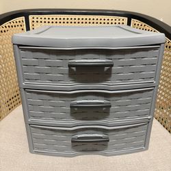 Gray Weave 3 Drawer Storage