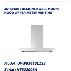 36” SMART DESIGNER WALL MOUNT HOOD W/ PERIMETER VENTING