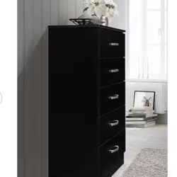 HODEDAH 5-Drawer Black Chest