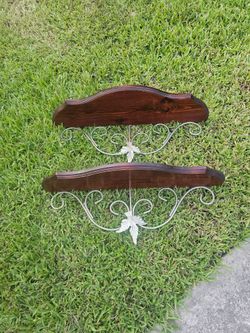 2 Homco Wwod &Metal Scroll  Wall Shelves