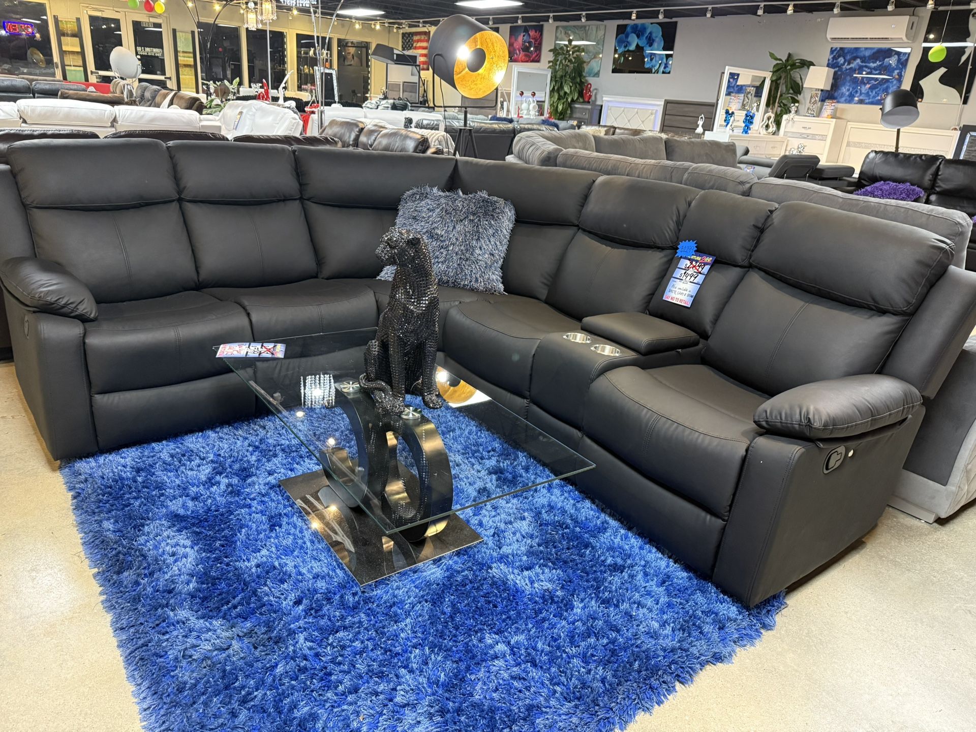 Black Reclining Sectional With Led Lights Only $999 Also Available In Grey, White, And Brown