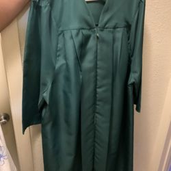 green graduation gown 