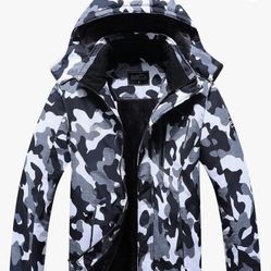 Pooluly Men Ski Jacket Warm Winter Waterproof pair Windbreaker Hooded 
