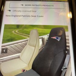 New England Patriots New Unused Car Seat Cover, Taken Out of Pkg For Picture, I Have 2 Of These $30.00 Each Or 2 For $50,00