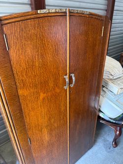 Vintage Wood Armoire Wardrobe Cabinet